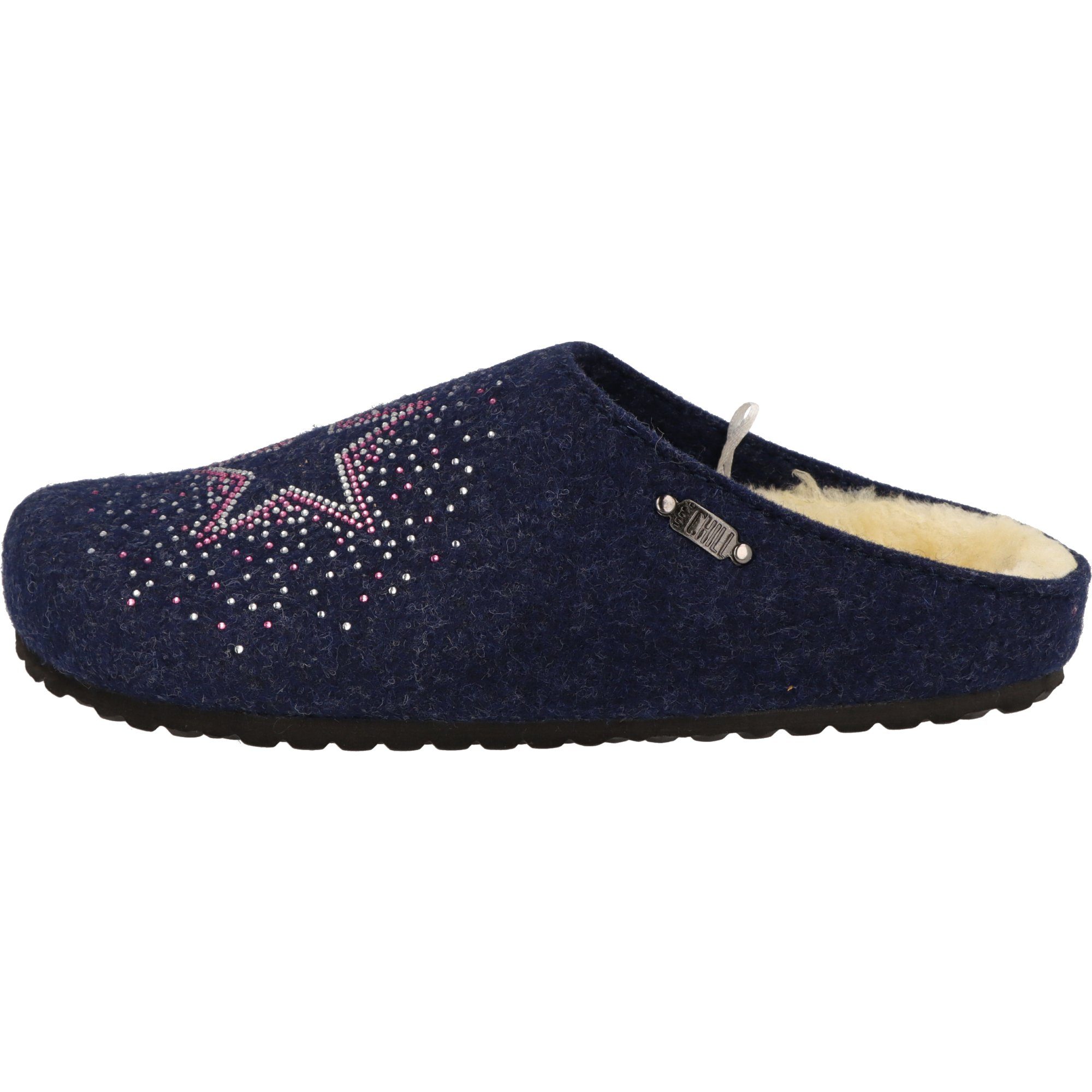 SUPERSOFT Damen 522-507 Glitzer Stern Filz gefüttert Pantoffeln Hausschuh