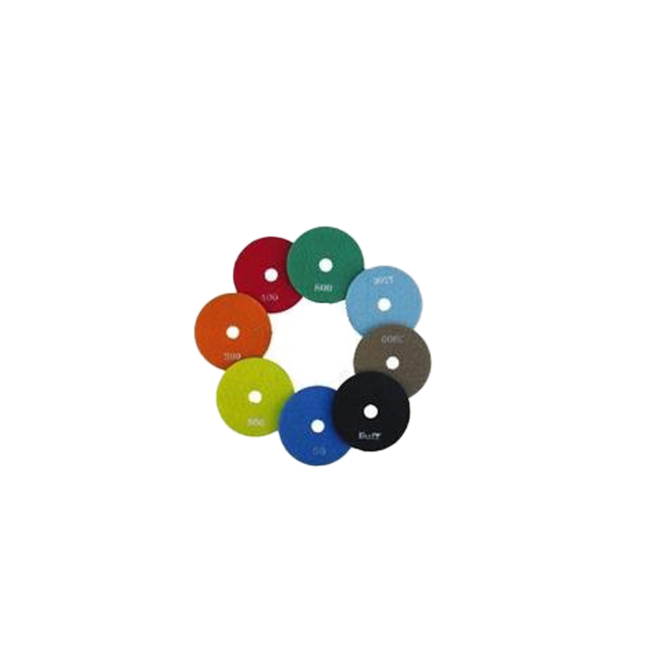 TECMIX DIAMANT KLETT SCHLEIF- U. POLIERPAD-SET BESTEHEND AUS K50, K100, K200, K400, K800, K1500, K3000, BUFF - Ø100MM