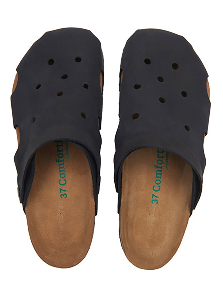 Comfortfusse Leder-Clogs in Schwarz günstig kaufen