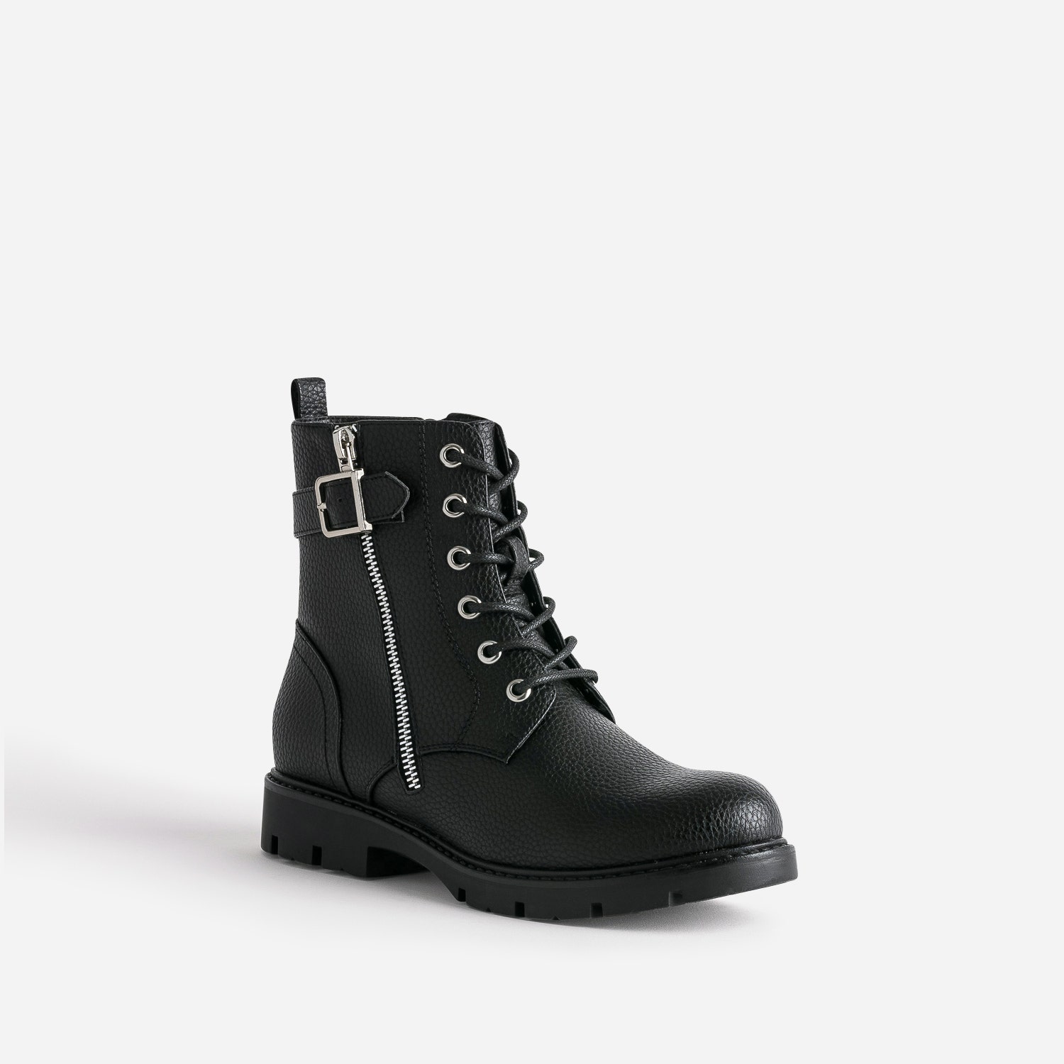 Boots à lacet BUGGY noir avec zip côté