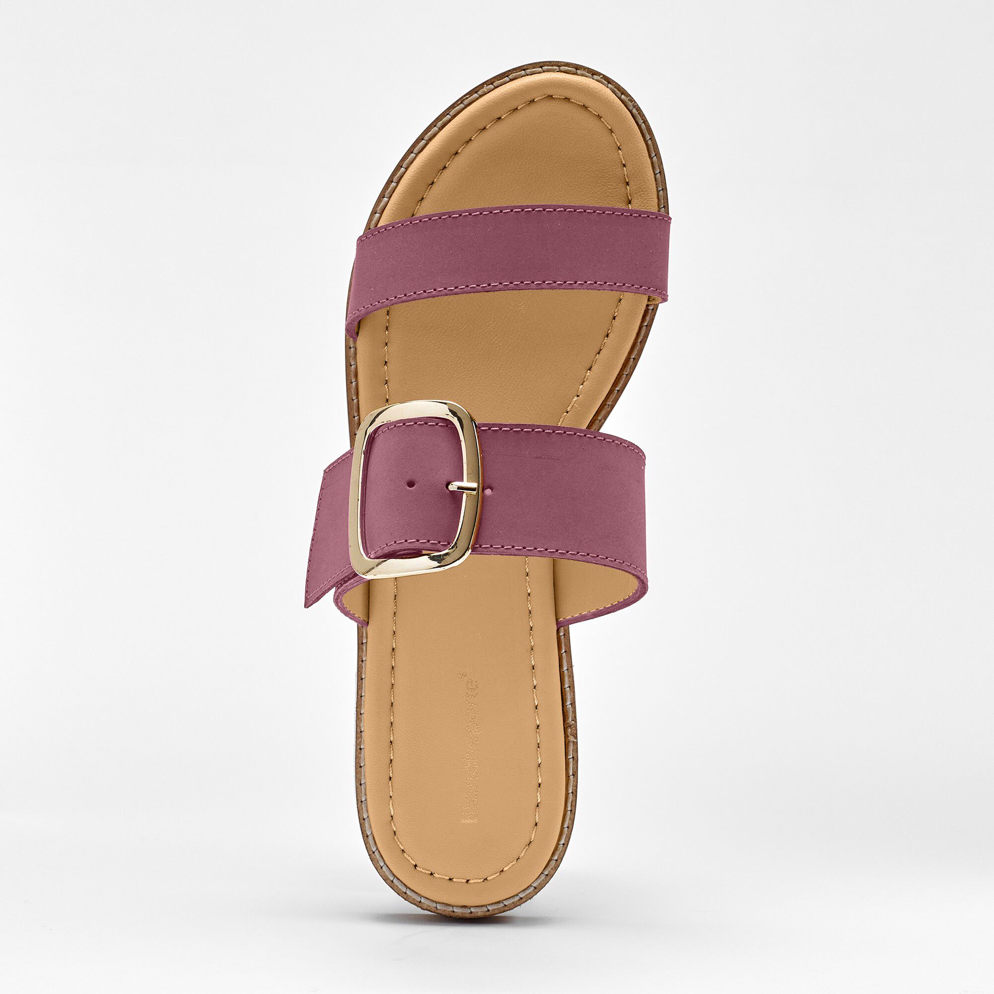 Mules plates éco-conçues en cuir naturel à boucle