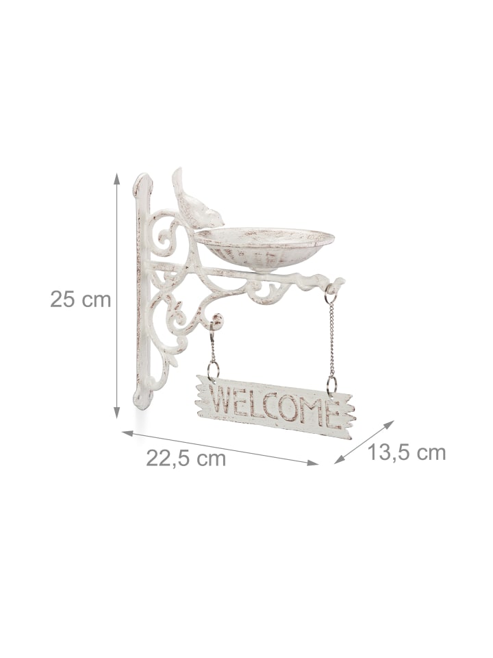 relaxdays Vogeltränke Welcome in Weiß günstig kaufen onesize