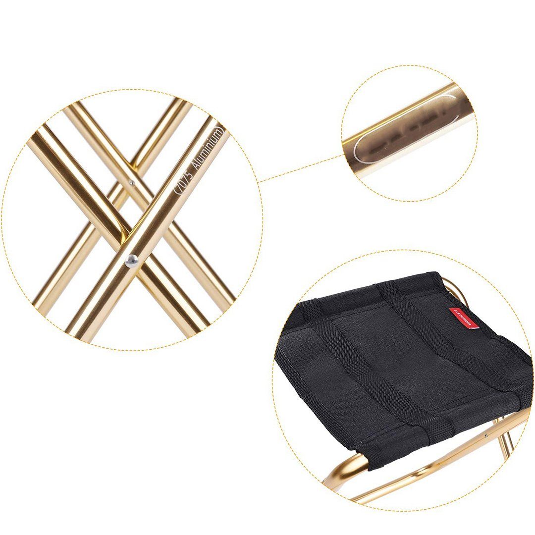 SOTOR Campinghocker Campinghocker Outdoor Hocker Klappbar Aluminium Klapphocker Faltbar (1 St), Mini Portable Hocker für Camping Angeln Reisen BBQ Picknick Schwarz