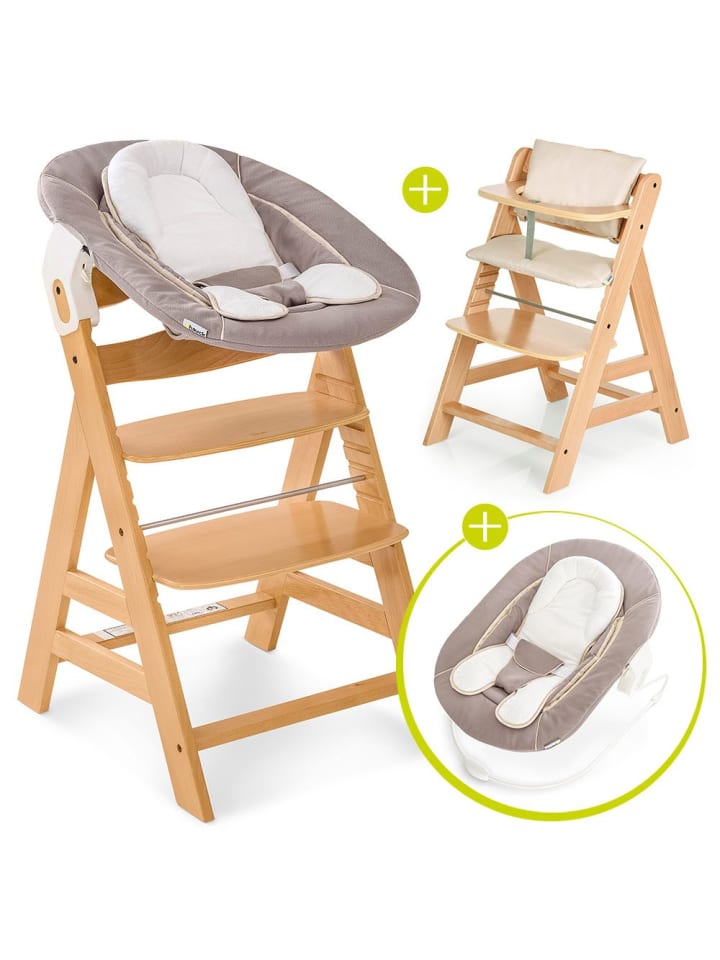Hauck Alpha Plus Natur Newborn Set - 4-tlg. Hochstuhl in beige günstig kaufen onesize