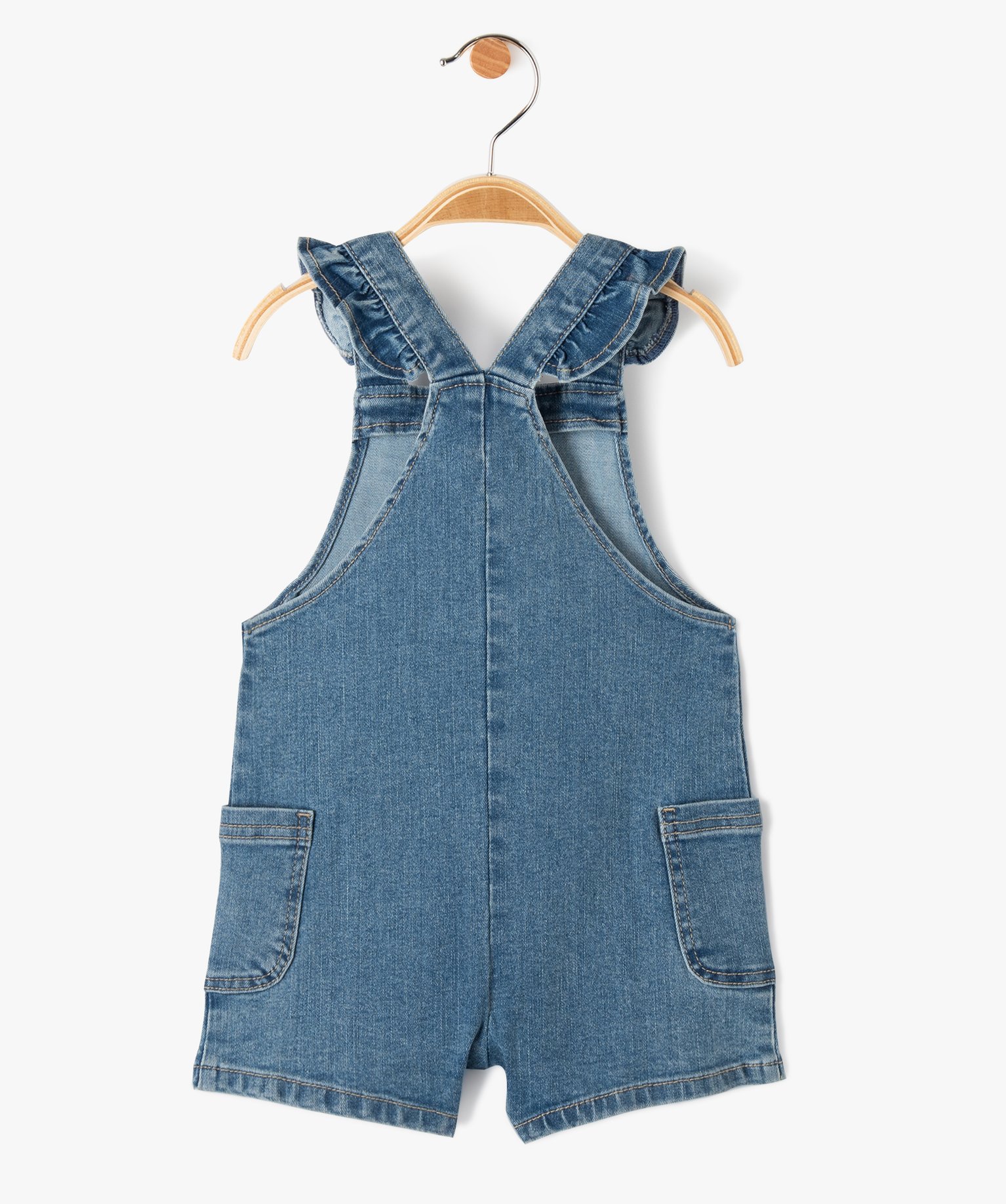 Salopette en jean bébé fille à bretelles fantaisie denim | GEMO