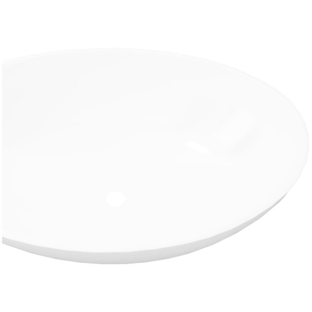 vidaXL Waschbecken Luxus Keramik Waschbecken Oval Weiß 40 x 33 cm