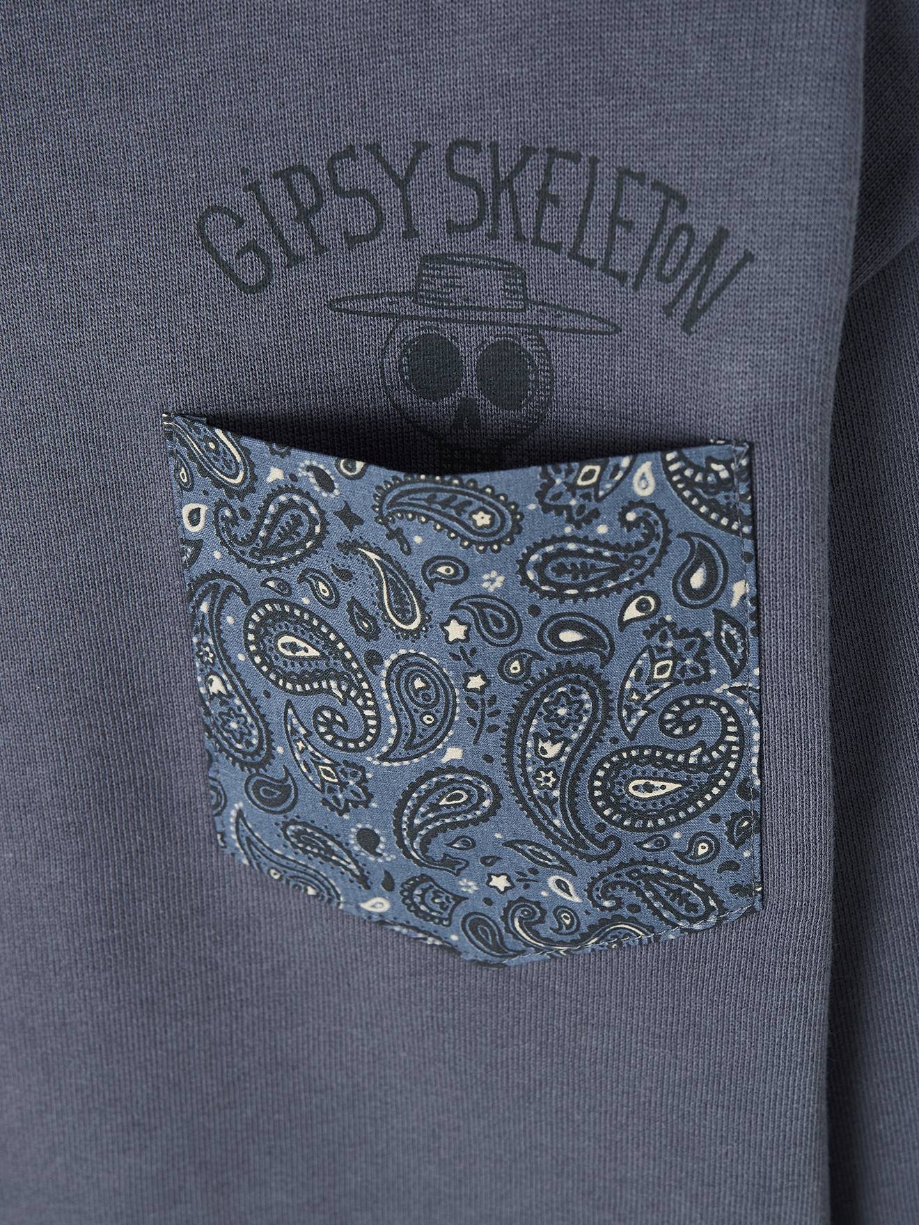 Tee-shirt épais effet sweat garçon poche surprise bleu grisé