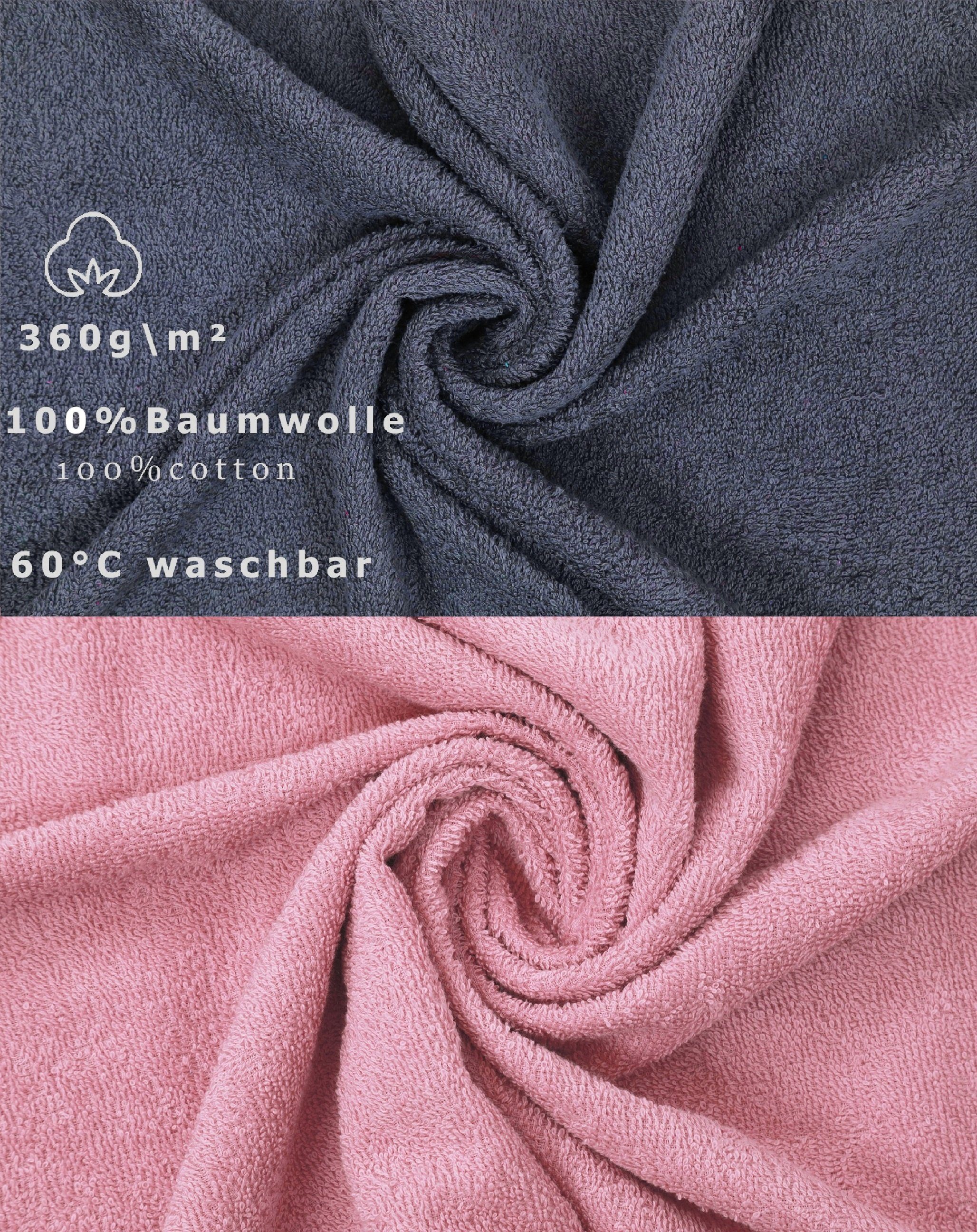 Betz Handtuch Set 12 TLG. Handtuch Set BERLIN Farbe lotus - dunkelgrau, 100% Baumwolle