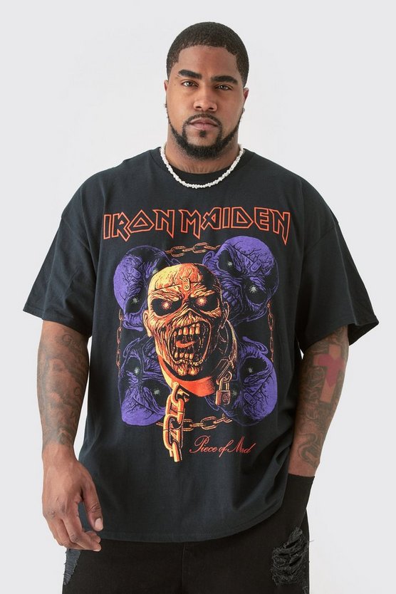 Plus T-Shirt mit lizenziertem Iron Maiden Print
