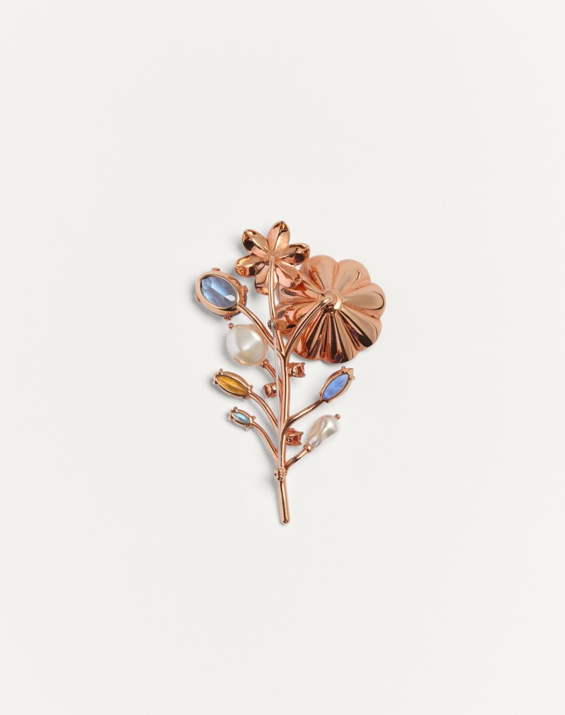 Valentino Papier blomsterbroche i metal, perle og Swarovski® krystaller