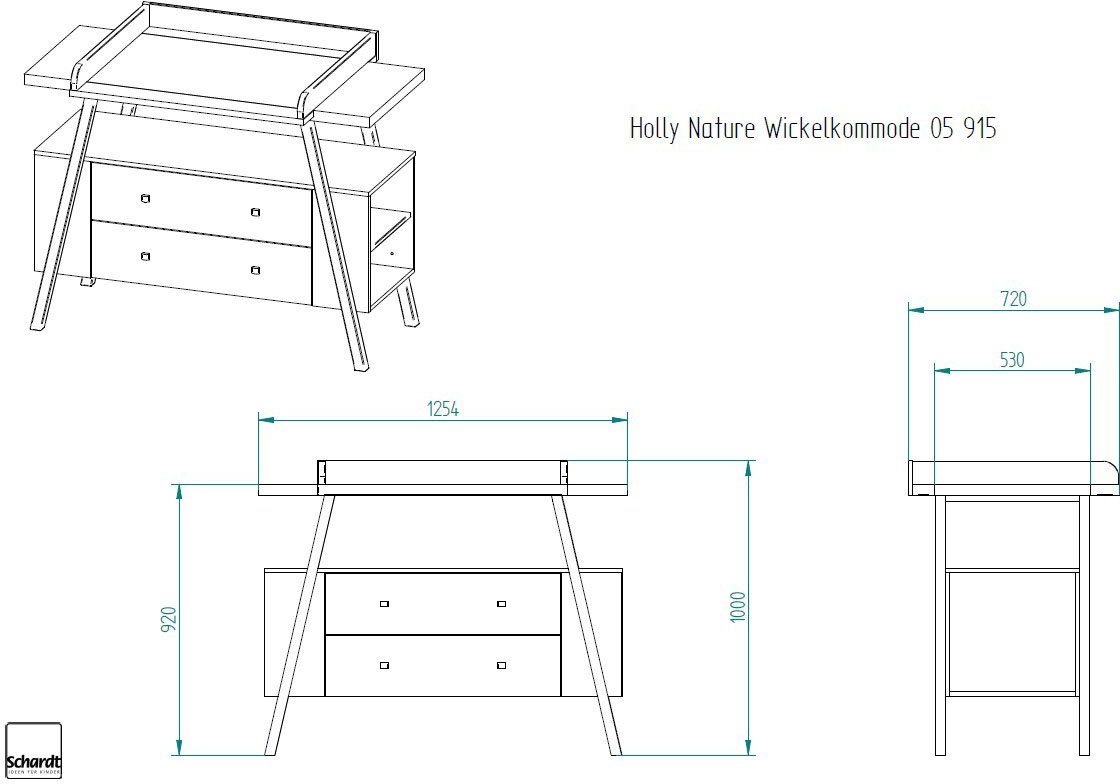 Schardt Wickelkommode Holly Nature, Made in Germany