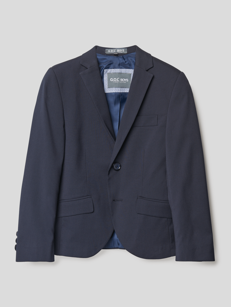 Slim Fit 2-Knopf-Sakko mit paspelierten Pattentaschen in marineblau