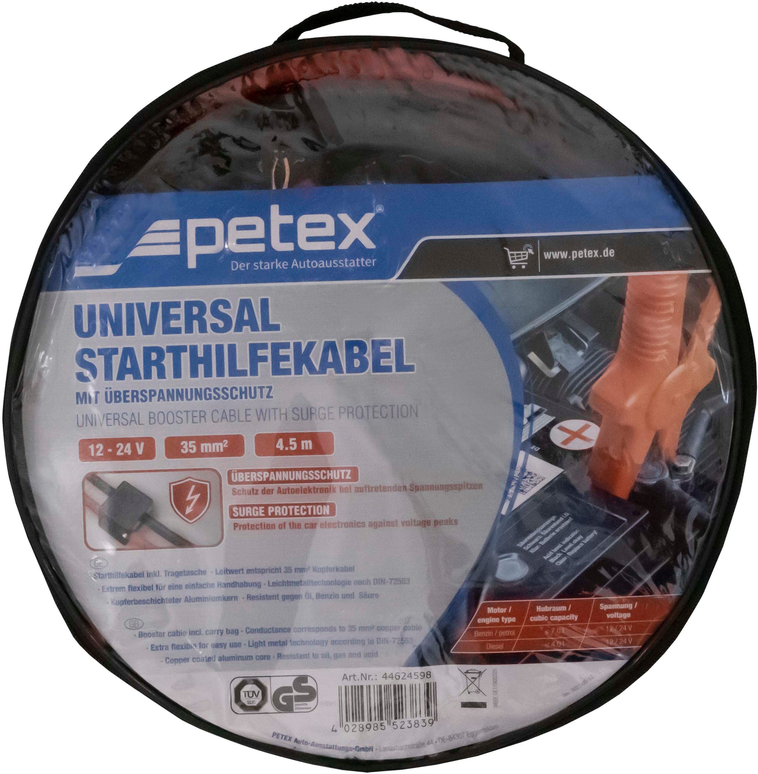 Petex Starthilfekabel, (450 cm), 35 mm², 4,5 Meter, mit Überspannungsschutz, Nennspannung: 12 - 24 Volt