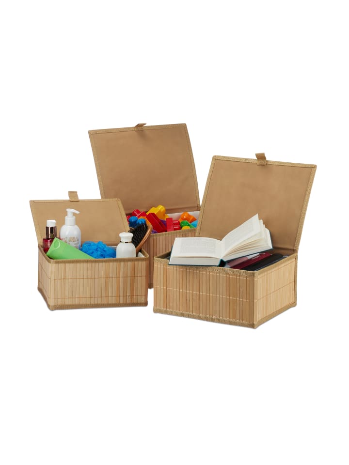 relaxdays 3-tlg. Aufbewahrungskorb Set in Natur günstig kaufen onesize
