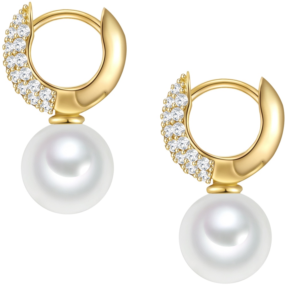 Rafaela Donata Boucles d'oreille en argent Argent sterling Oxyde de zirconium (CZ) Perles organi Boucles d'oreilles