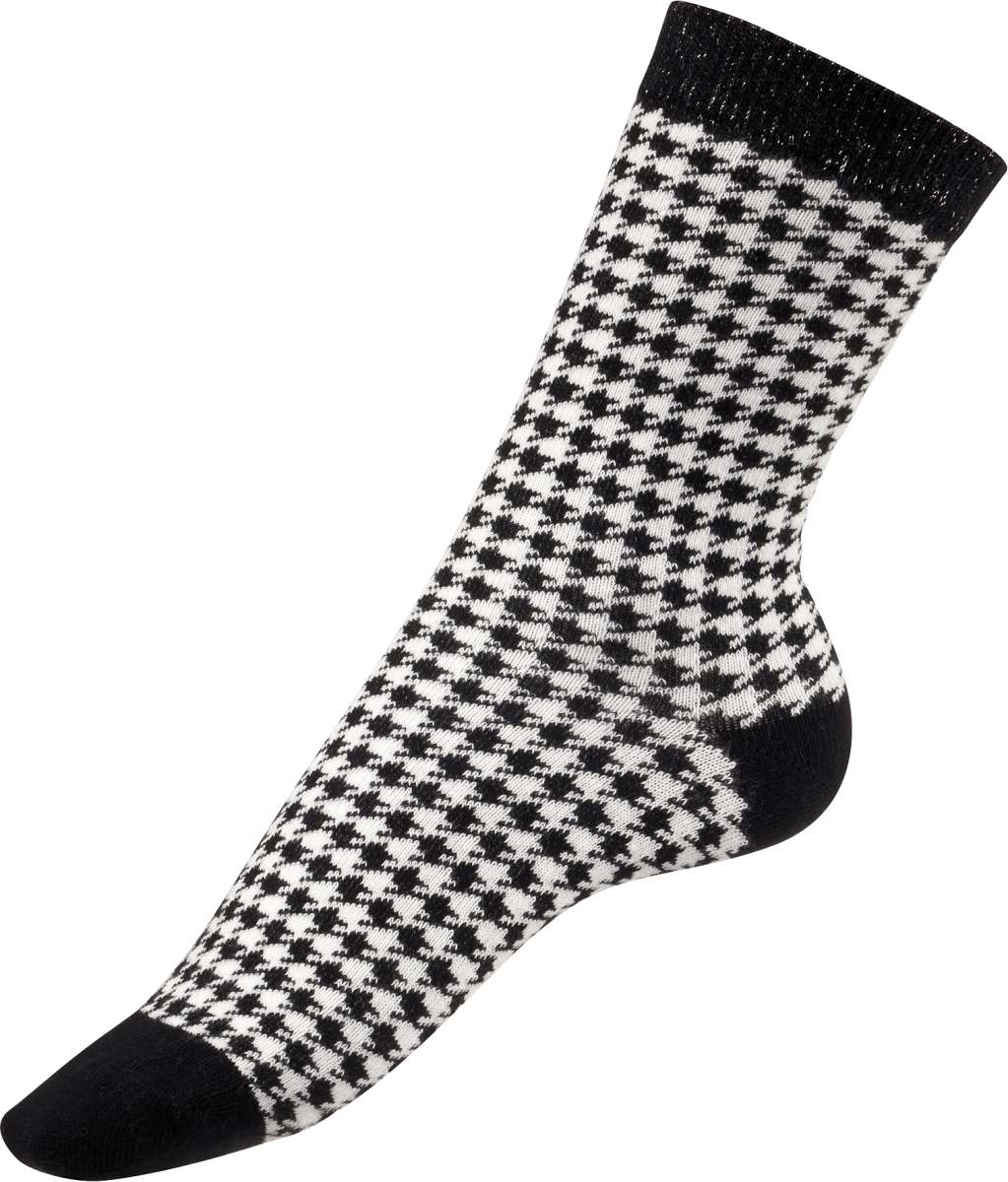 Socken im Pepita-Design, schwarz & weiß, Gr. 39-42, 1 St
