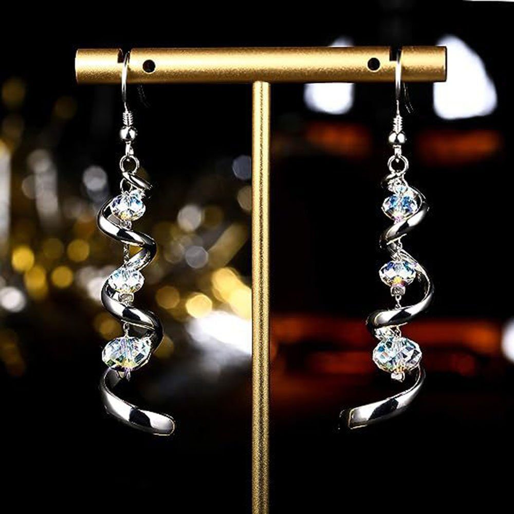 POCHUMIDUU Paar Ohrhänger Kristall Ohrringe Lange Tropfen Ohrringe Für Damen (2-tlg), 925 Sterling Silber Glitzernde Kristalltropfen Ohrringe