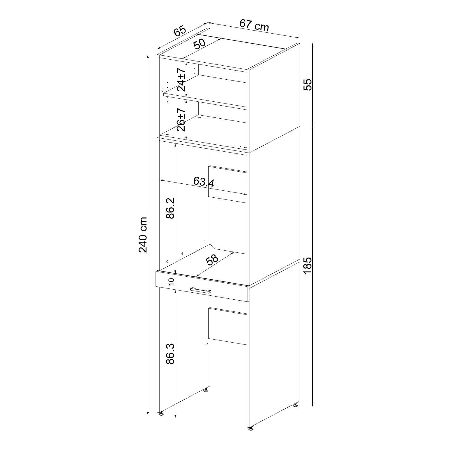 Roomart Waschmaschinenumbauschrank (Waschmaschinenschrank für Trockner und Waschmaschine Überbauschrank)