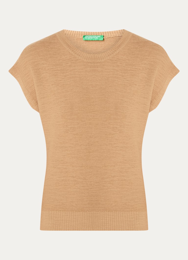 Benetton Fine-knit top in linen blend