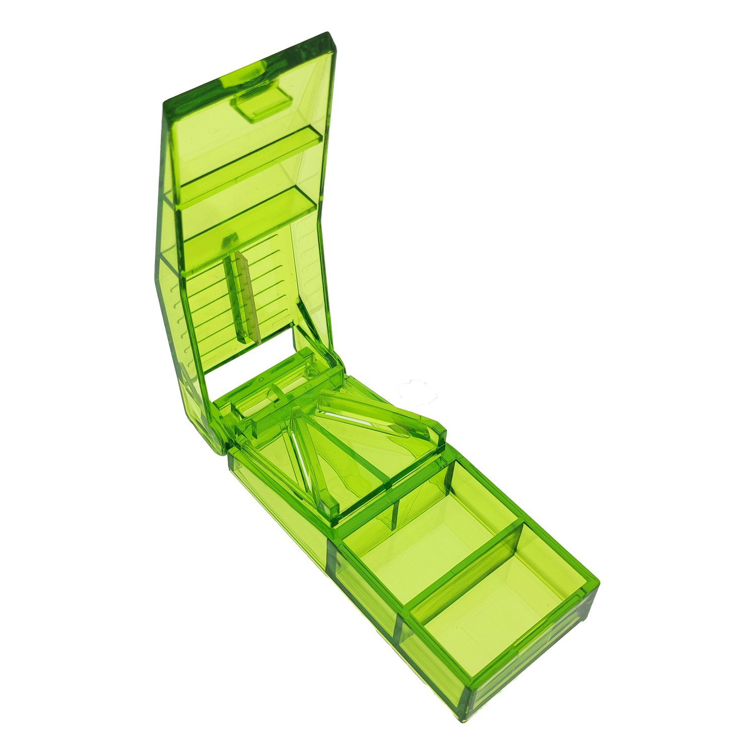 varivendo Zahndose Pillen-Teiler, ca, 8,5 x 3,5 cm, grün-transparent Pillenteiler Tablett
