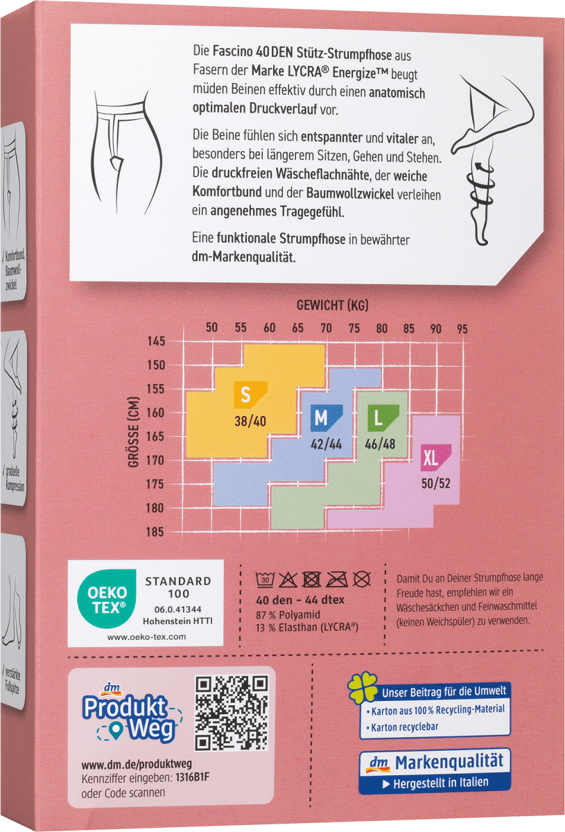 Strumpfhose mit Stütz-Funktion schwarz Gr. 46/48, 40 DEN, 1 St