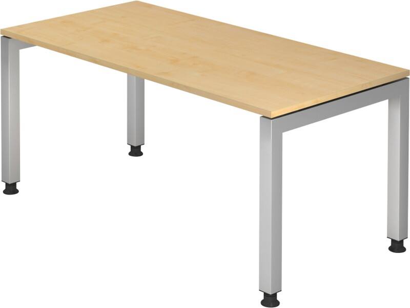Hammerbacher VJS16/3 J Serie Höhenverstellbar Schreibtisch Rechteckig Ahorn Holz Silber 4 Füße 1.600 x 680 mm