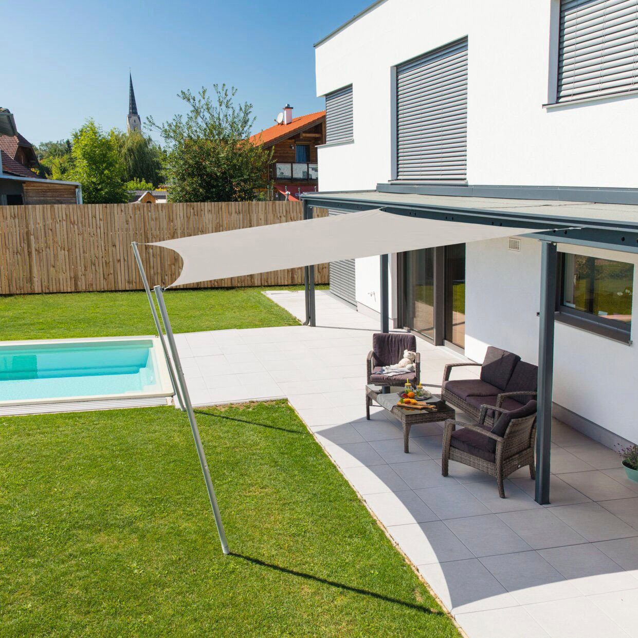 Windhager Sonnensegel Cannes Quadrat, 4x4m, grau