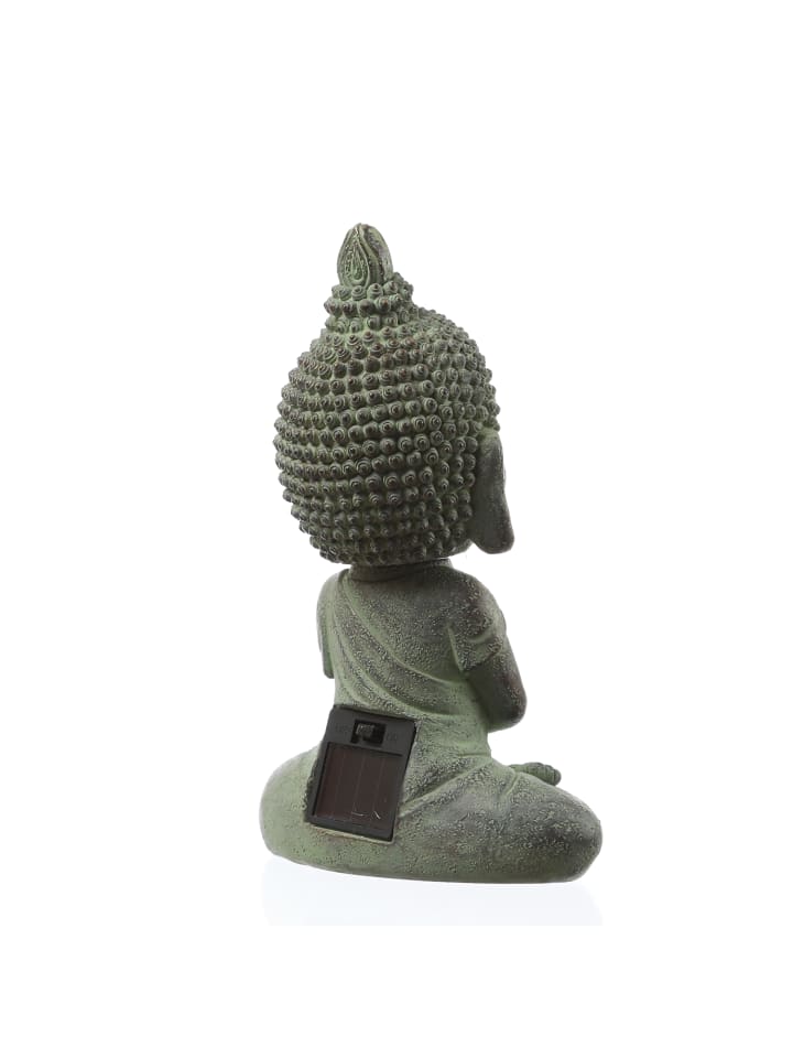 MARELIDA LED Solar Buddha Wackelfigur Gartenfigur H: 19cm Lichtsensor in hellgrau günstig kaufen onesize