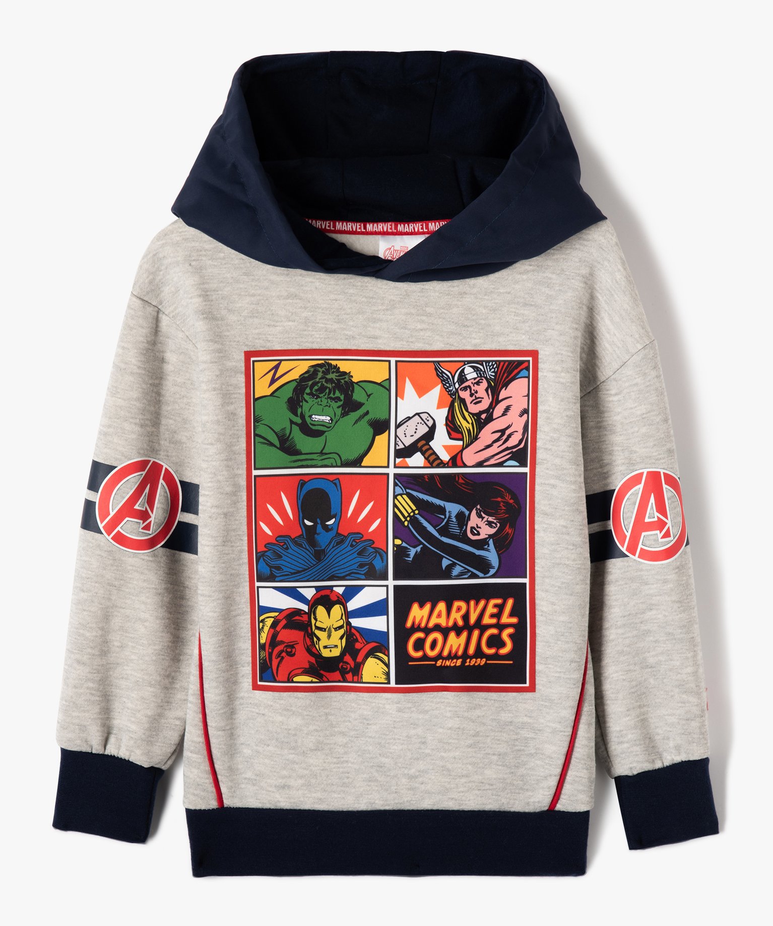 Sweat Garçon à capuche avec motifs Avengers - Marvel gris | GEMO