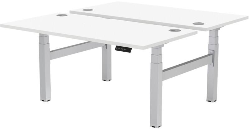 Fellowes Cambio Elektrisch Höhenverstellbar Höhenverstellbarer Schreibtisch Rechteckig Weiß T-Fuß 1.699 (B) x 1.470 (T) x 1.305 (H) mm MDF (Mitteldichte Faserplatte), PVC (Polyvinylchlorid), Stahl