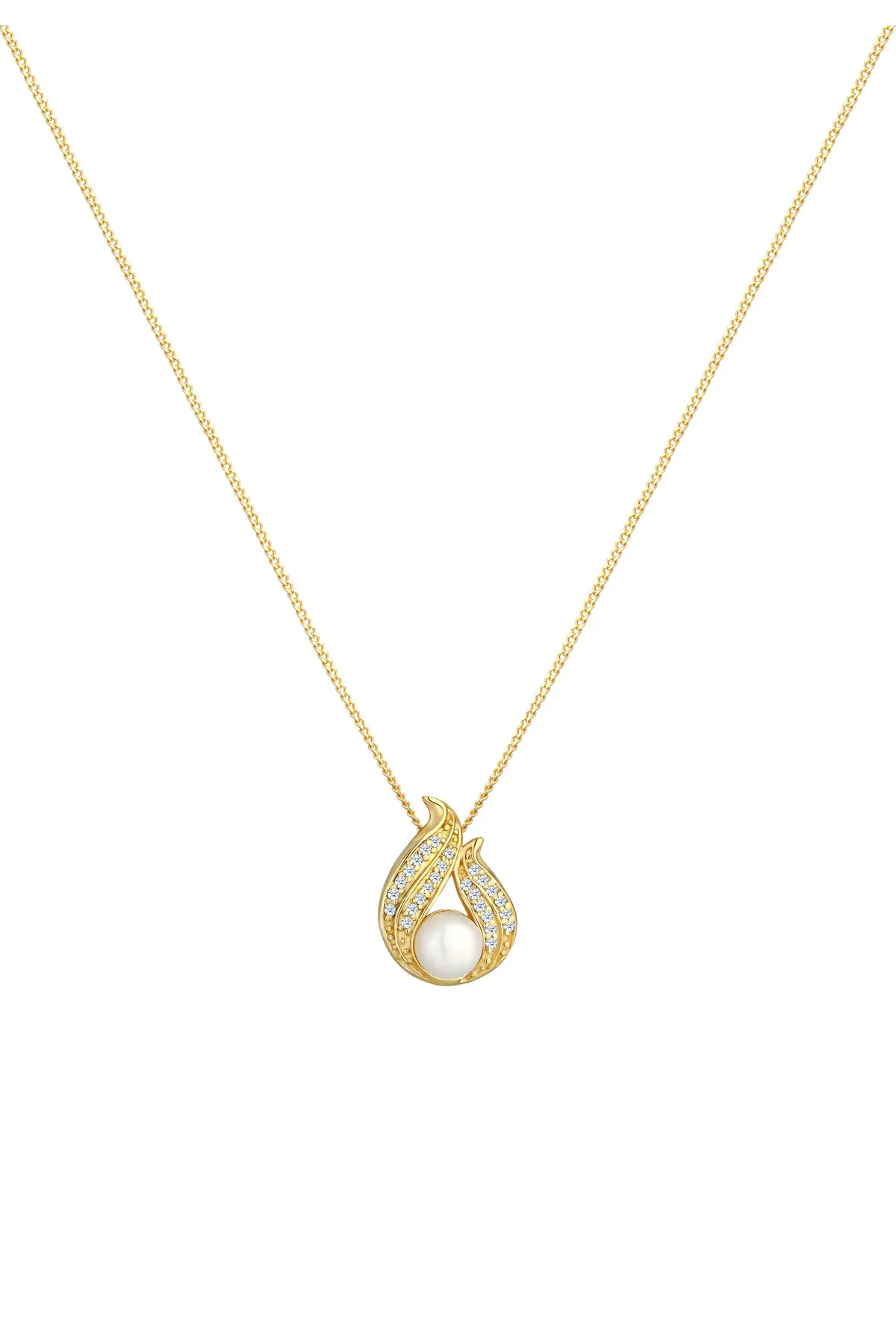 ELLI  Halskette Süßwasserzuchtperle Diamant (0,13ct) 585 Gelbgold