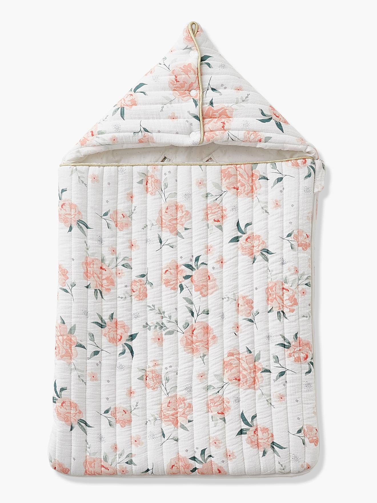 Nid d'ange en gaze de coton EAU DE ROSE écru / rose