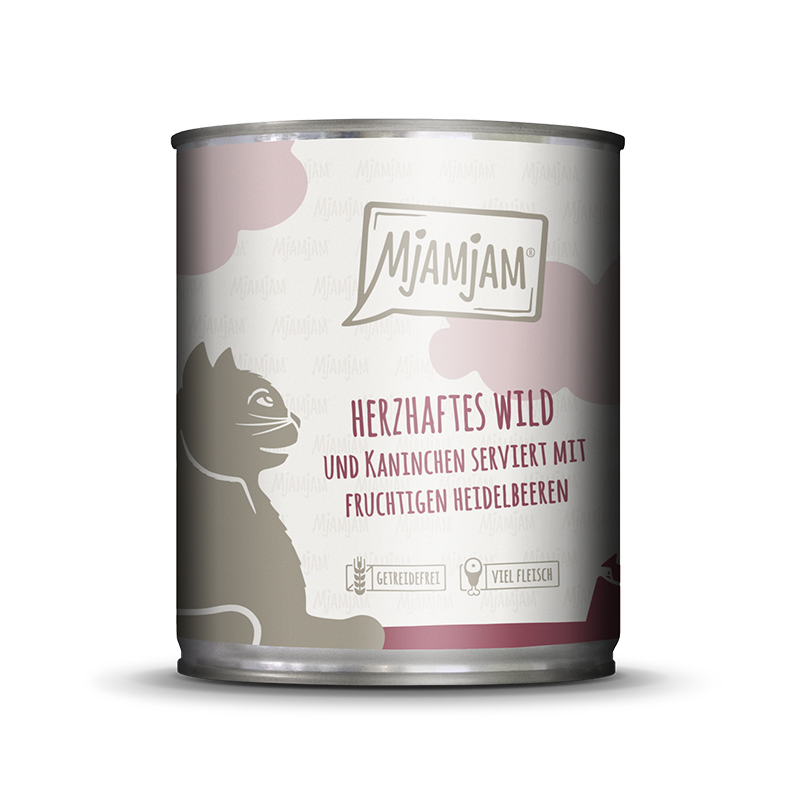 MjAMjAM Nassfutter MjAMjAM 6x800g Wild & Kaninchen mit Heidelbeeren