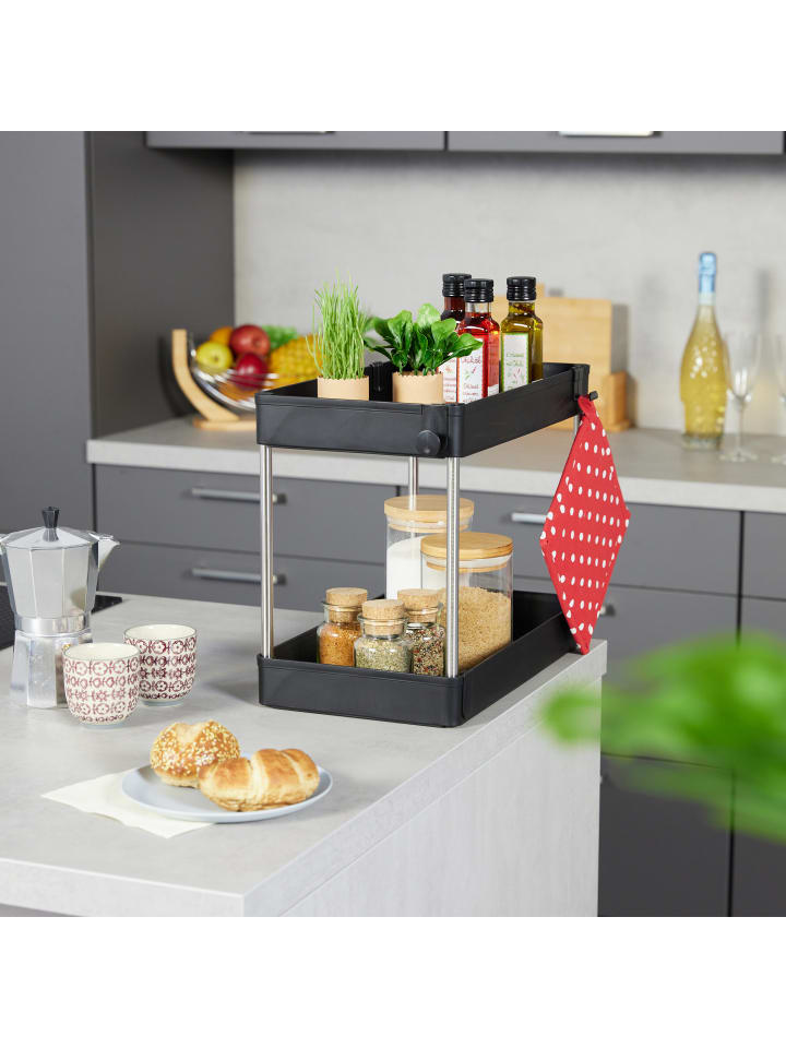 relaxdays 2 x Unter Waschbecken Regal in Schwarz - (B)40 x (H)32 x (T)22 cm günstig kaufen onesize