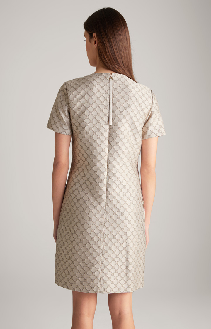 Jacquard-Kleid in Beige gemustert