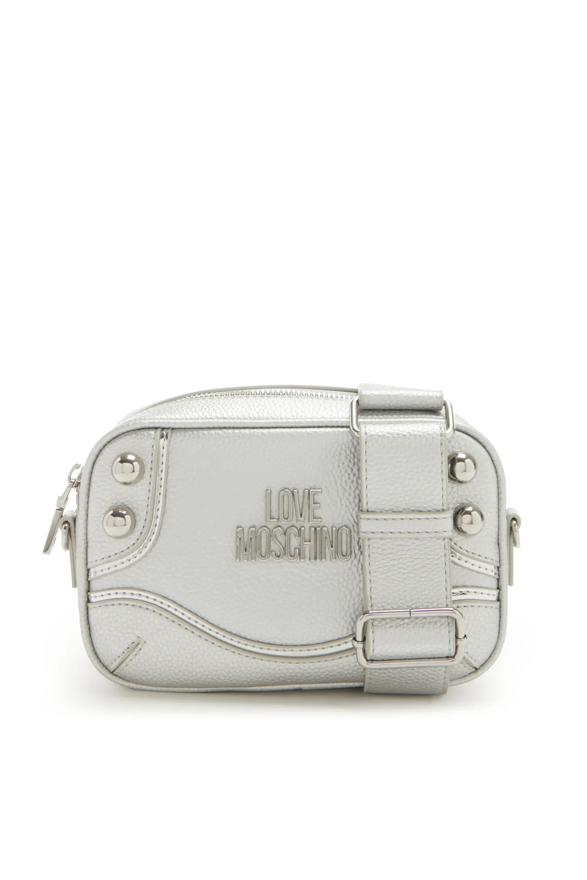 1'ASLAN  Love Moschino Pebble Silberfarbene Umhängetasche JC4142PP1IL1190B