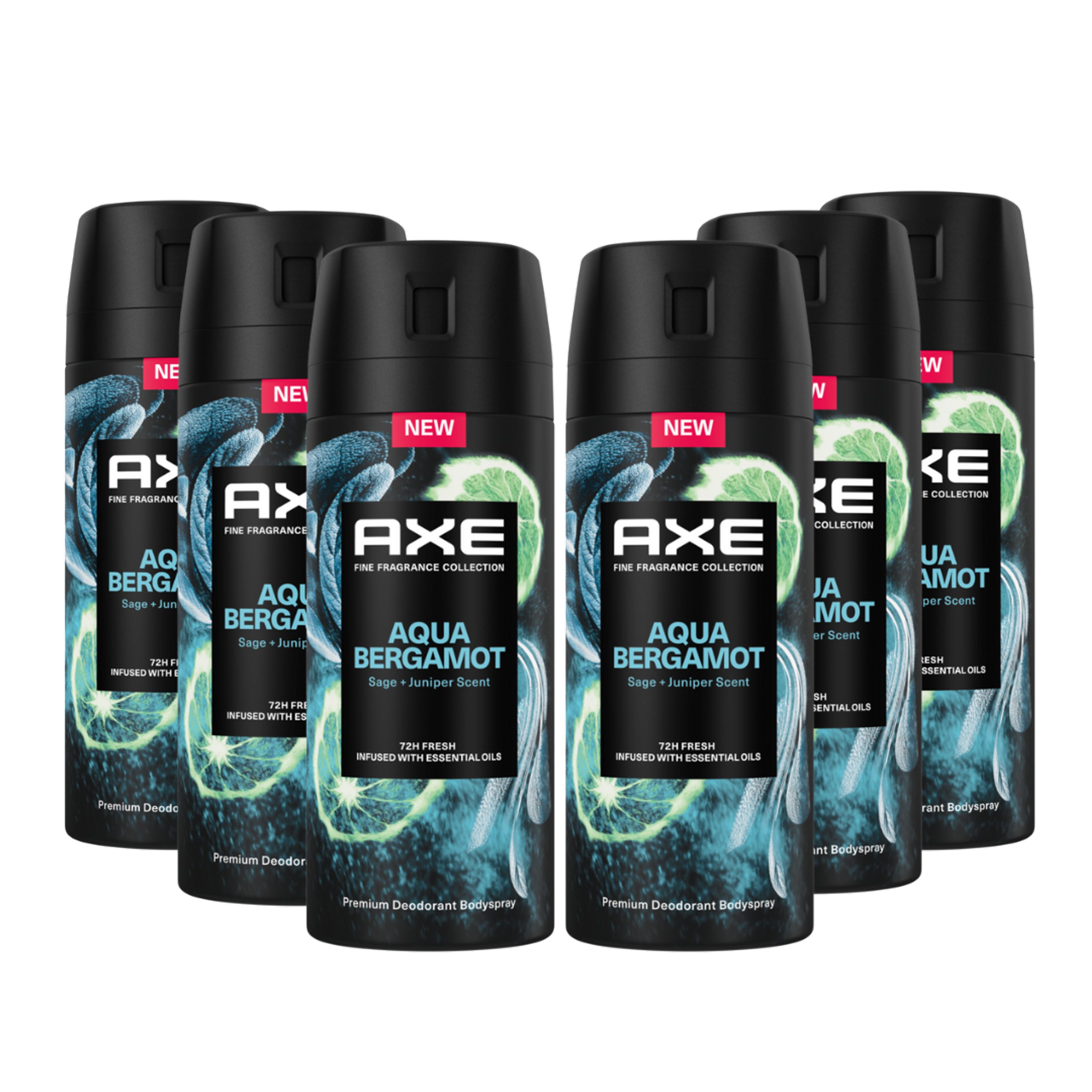 axe Deo-Set Premium Bodyspray Aqua Bergamot Deo ohne Aluminiumsalze 6x 150ml