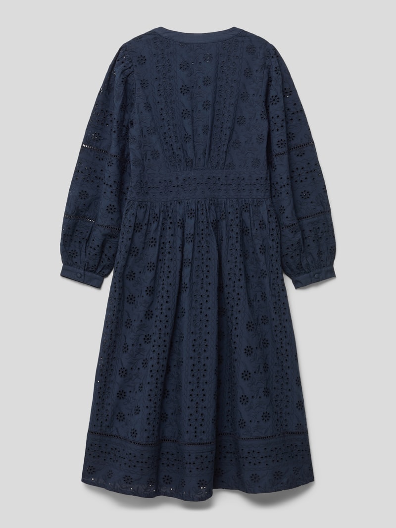 Kleid mit floralen Lochstickereien in marineblau