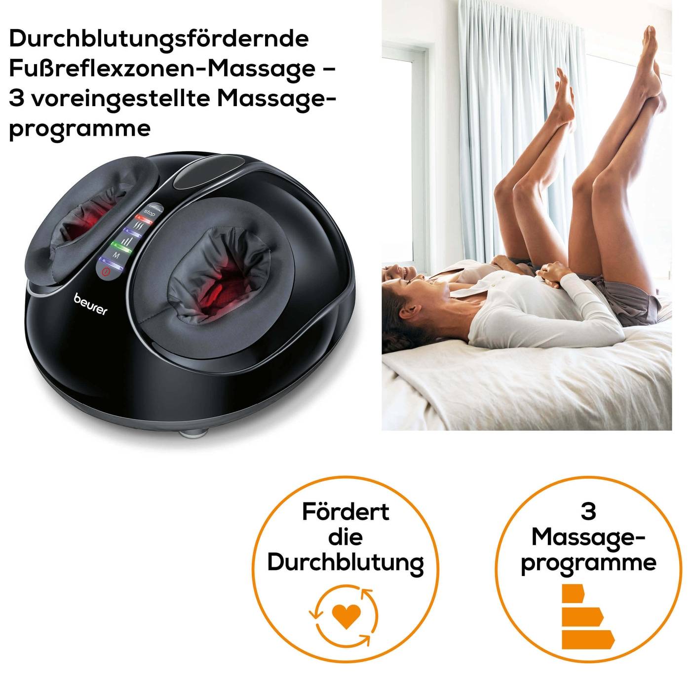 Beurer Fußmassagegerät FM 90-Shiatsu- und 3-Stufen-Luftdruckmassage für Fußsohlen & Ferse