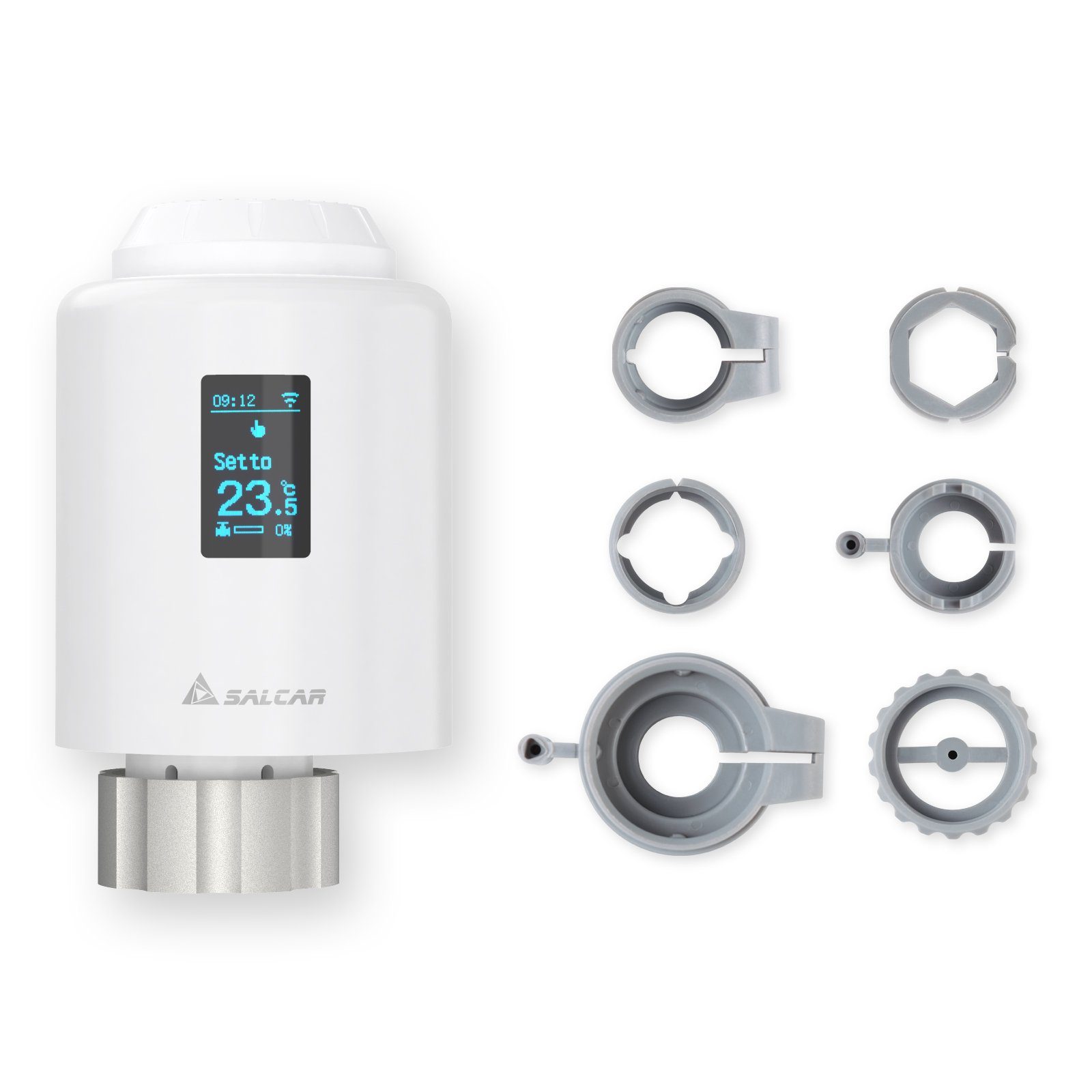 Salcar Heizkörperthermostat Smartes Heizkörperthermostat OLED-Display Tuya ZigBee Smart Heizkörper, Kompatibel Amazon Alexa & Google Assistant Programmierbarem Thermostat