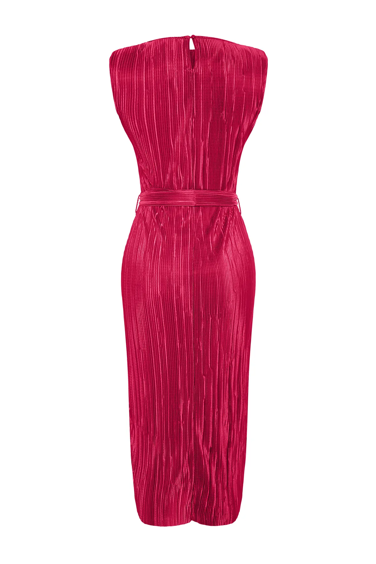 Trendyol Collection  Fuchsia Uni gepolsterte Faltenjacke mit Gürtel TWOSS24EL00131