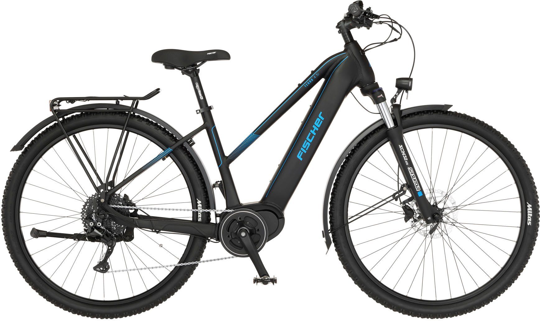 FISCHER Fahrrad E-Bike TERRA 4.5i 522, 10 Gang Shimano Deore Schaltwerk, Kettenschaltung, Mittelmotor, 522 Wh Akku, (mit Schloss)
