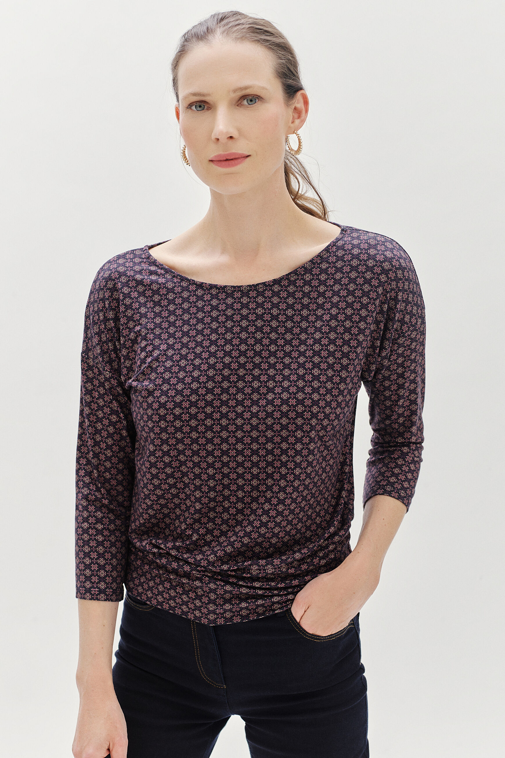 t-shirt jimmy-azulejo bleu marine femme