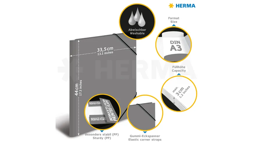 HERMA Sammelmappe A3 PP Neon gelb neongelb