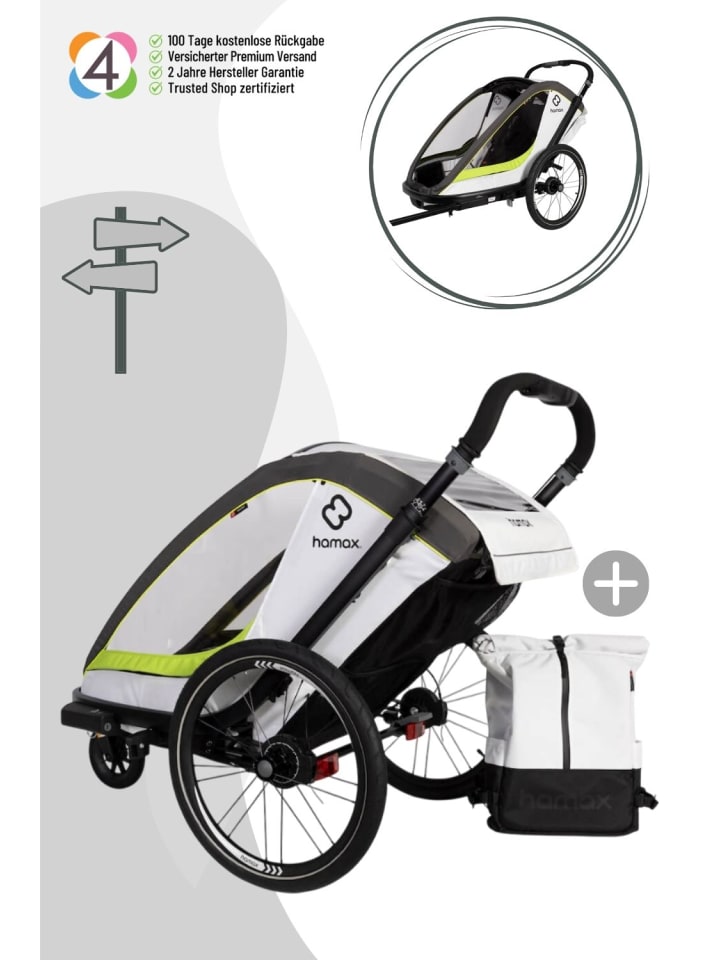 Hamax Hamax Breeze Kinderfahrradanhänger für 2 Kinder - Farbe: White / Green günstig kaufen onesize