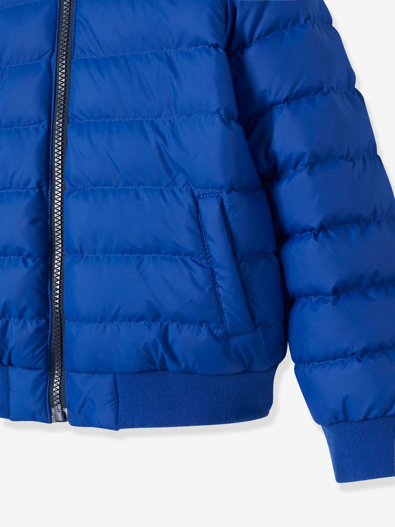 Blouson doudoune garçon réversible marine grisé