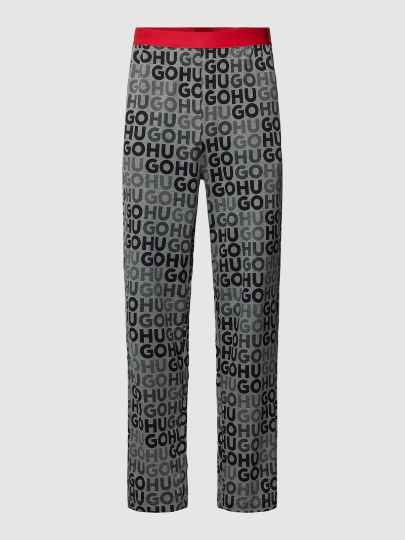 Pyjama-Hose mit Label-Details Modell 'Monogram' in mittelgrau