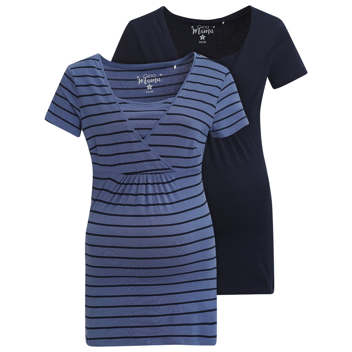 2 Damen Umstands-T-Shirts mit Stillfunktion