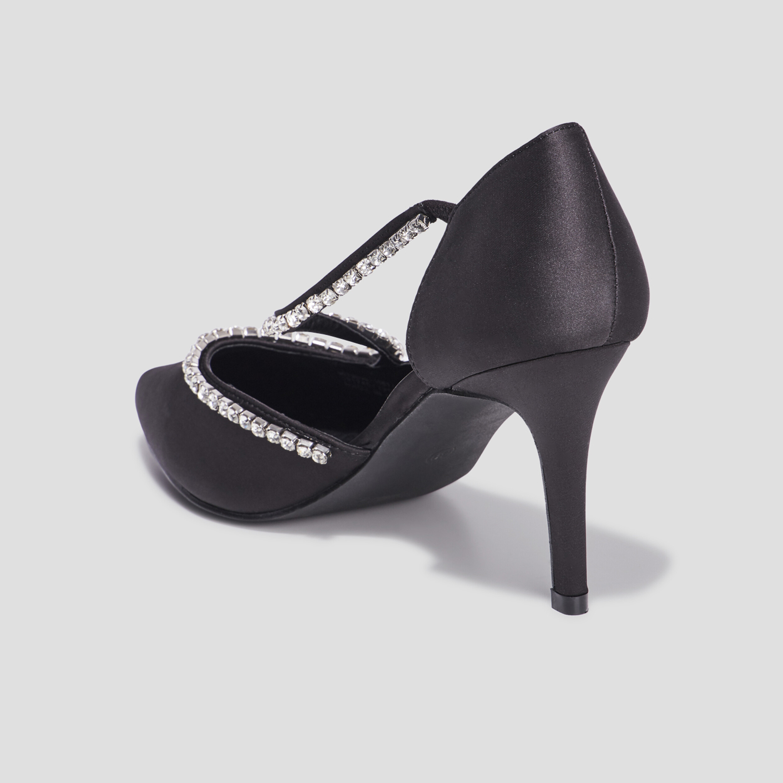 Escarpins brides à strass pied large noir femme | La Halle