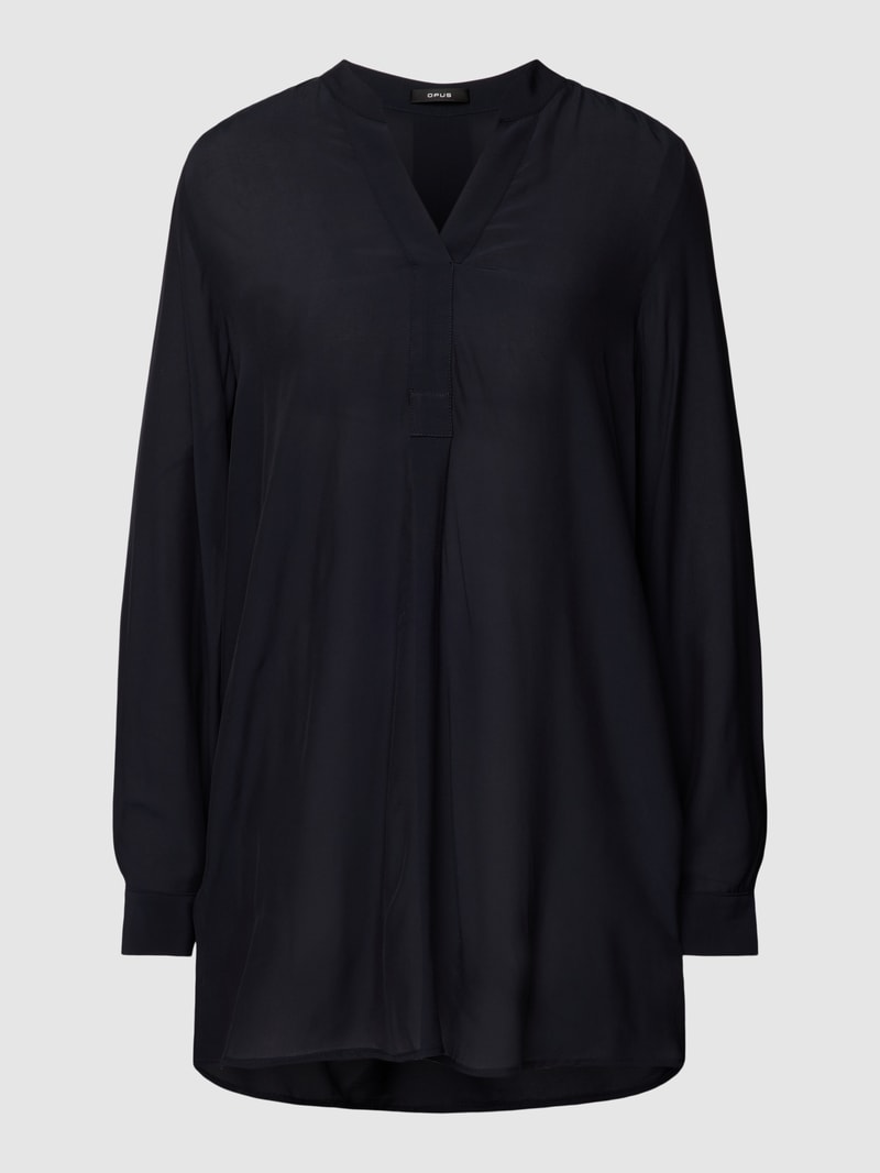 Bluse mit Tunikakragen Modell 'Facura' in marineblau